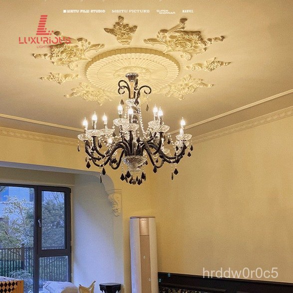 Master Bedroom High-End Black Cream French Style Study Art Crystal Room Living Room Lamp Elegant Mas