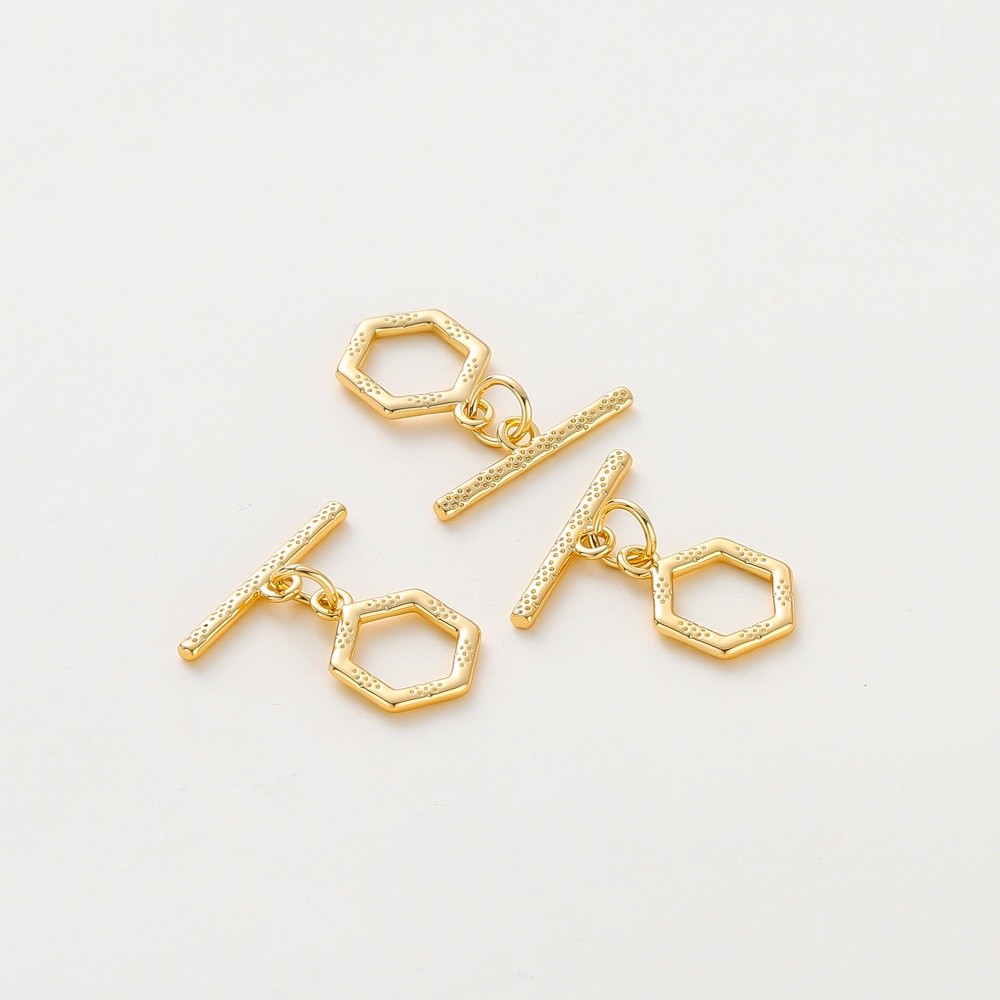 St. kunkka หัวเข็มขัด OT หกเหลี่ยม ชุบทอง 18K ไม่ทําให้เกิดอาการแพ้ สําหรับทําเครื่องประดับ สร้อยข้อ