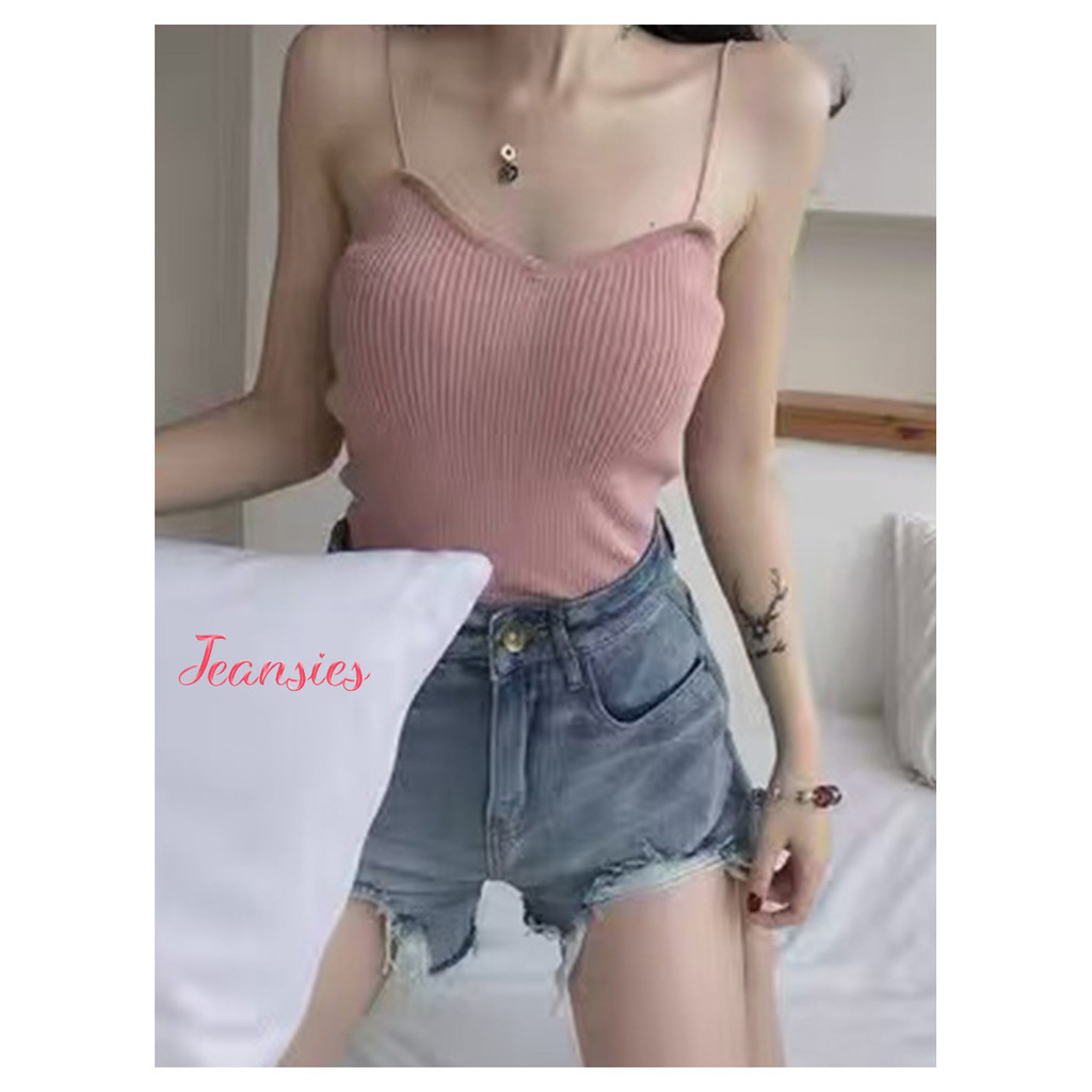 เสื้อสายเดี่ยวแฟชั่น สไตล์เกาหลี สายบางโชว์หลัง