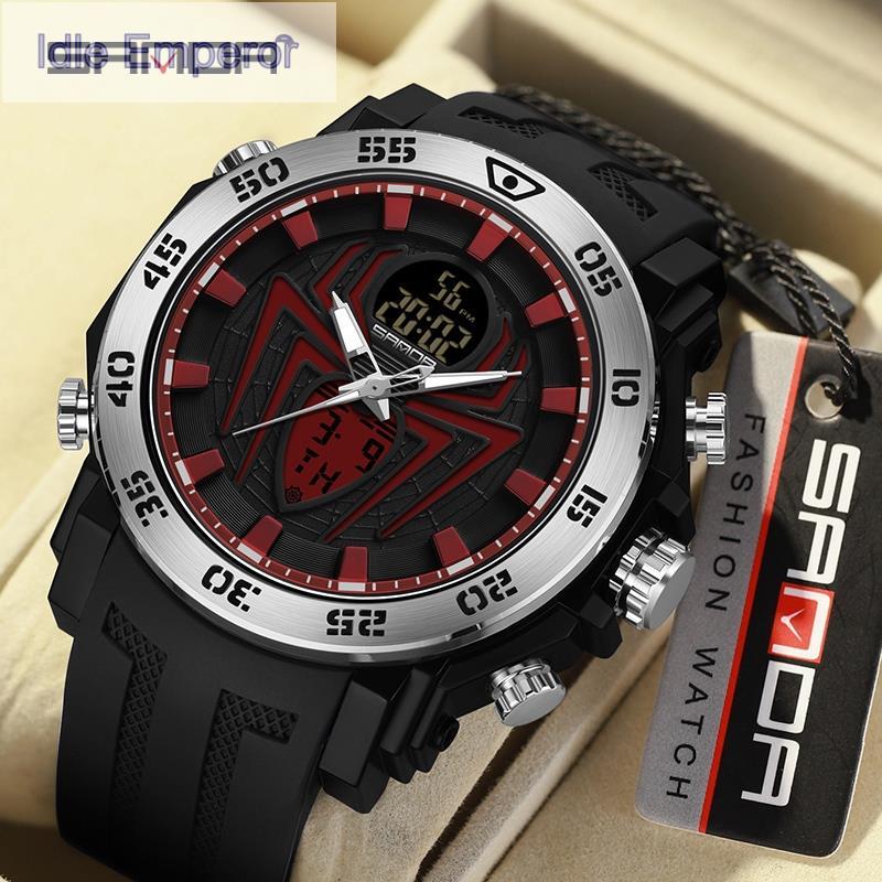 Sanda 6111/in stock Original Multi-Display Spider Dial Quartz Movement Luxury Casual นาฬิกาอิเล็กทรอ