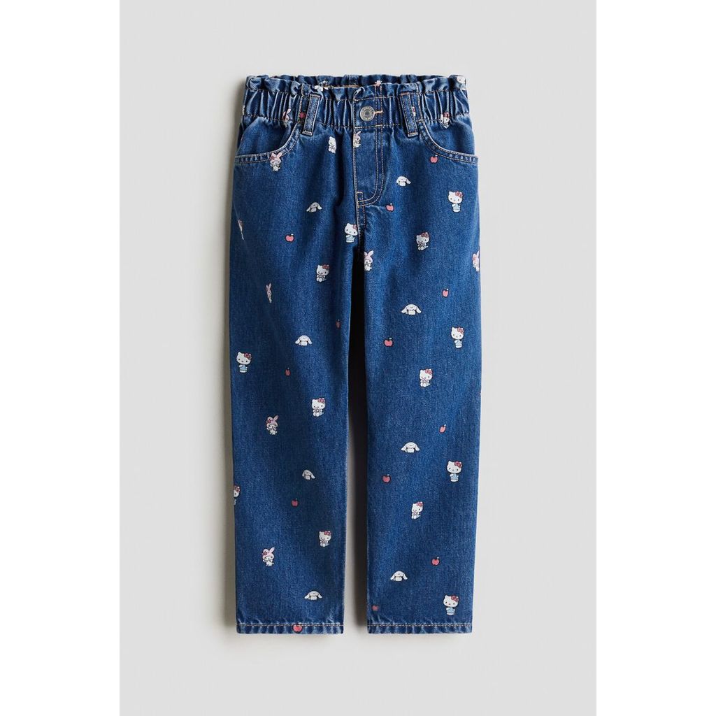 H&M(เอชแอนด์เอ็ม) กางเกงยีนส์ทรงเทเปอร์ผ้าระบายสบาย Girls Loose Fit Tapered Jeans 1306756_3