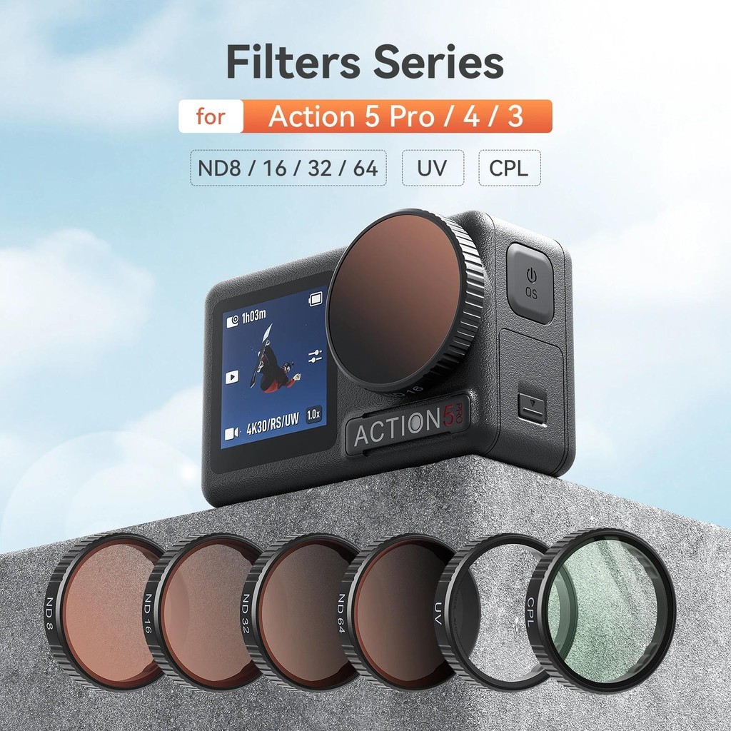 ตัวกรองเลนส์สําหรับ DJI Action 5 Pro/4/3 UV CPL ND8 ND16 ND32 ND64 Anti-Scratch ตัวกรองเลนส์ชุดสําหร