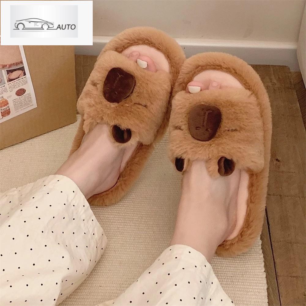 Xitiao รองเท้าแตะผ้าฝ้าย Capybara Capybara น่ารักนักเรียนหญิงให้ความอบอุ่น