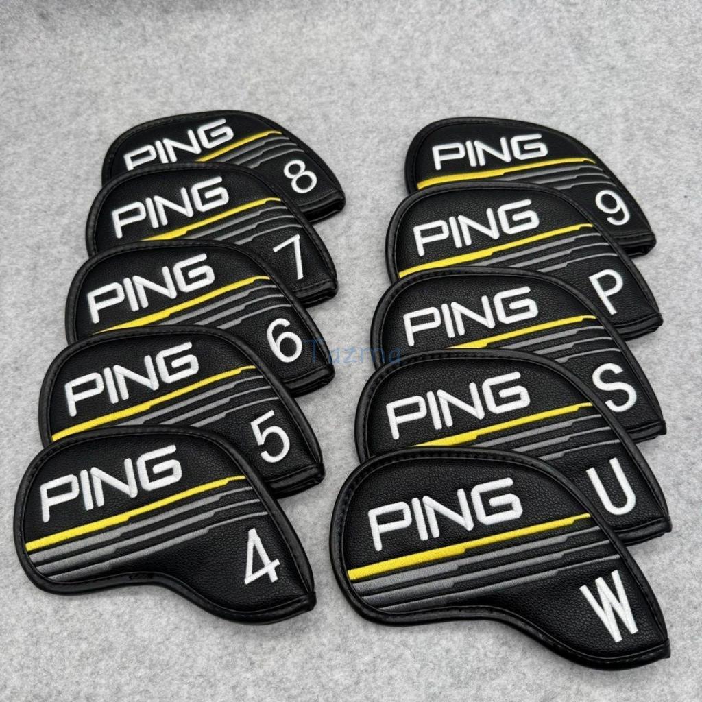 Ping Branded Golf Club Headcover เหล็ก (4,5,6,7,8,9,P,W,U,S) พรีเมี่ยมคุณภาพแม่เหล็กปิดฝาครอบป้องกัน