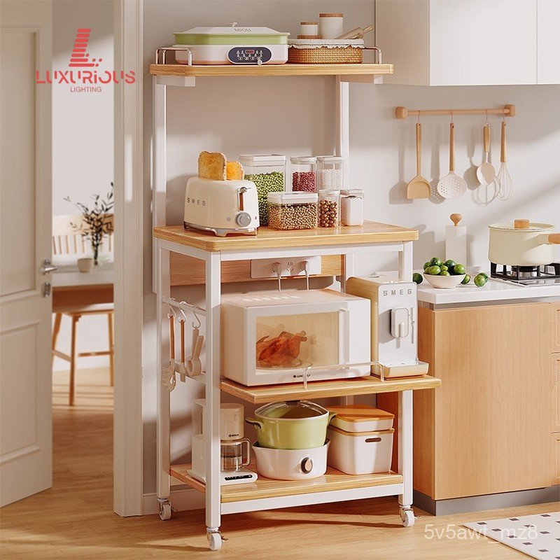 ชั้นวางเก็บของในครัวแบบตั้งพื้นหลายชั้น ชั้นวางเก็บไมโครเวฟแบบมัลติฟังก์ชั่น ชั้นวางเก็บเครื่องครัวใ