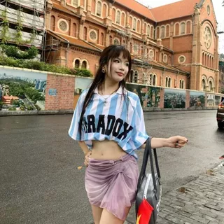 VSTU Store - Paradox® - เสื้อโปโลเจอร์ซีย์ Argentblue ลายสปอร์ต ทรงโอเวอร์ไซซ์