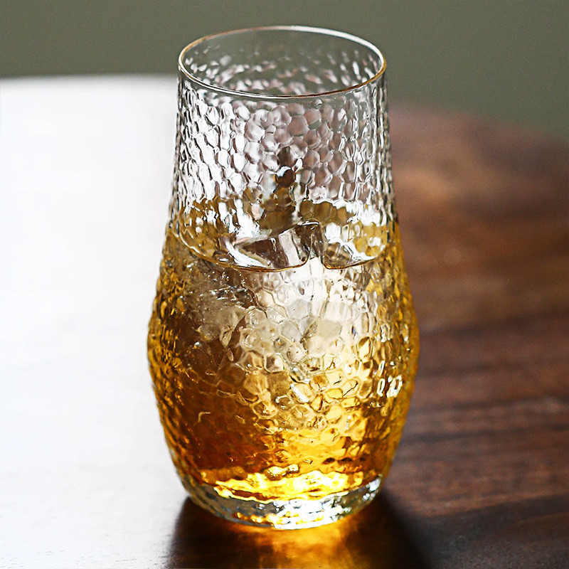 แก้วใสลายค้อน แก้วใส Hammered Glass Tumbler สไตล์คาเฟ่ มินิมอล