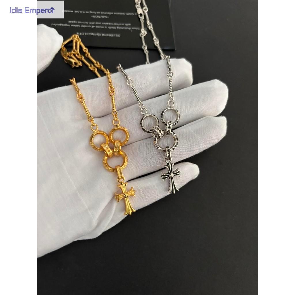 สร้อยคอ CH♥/22K Gold Silver Cross Ring สร้อยคอไม้ไผ่