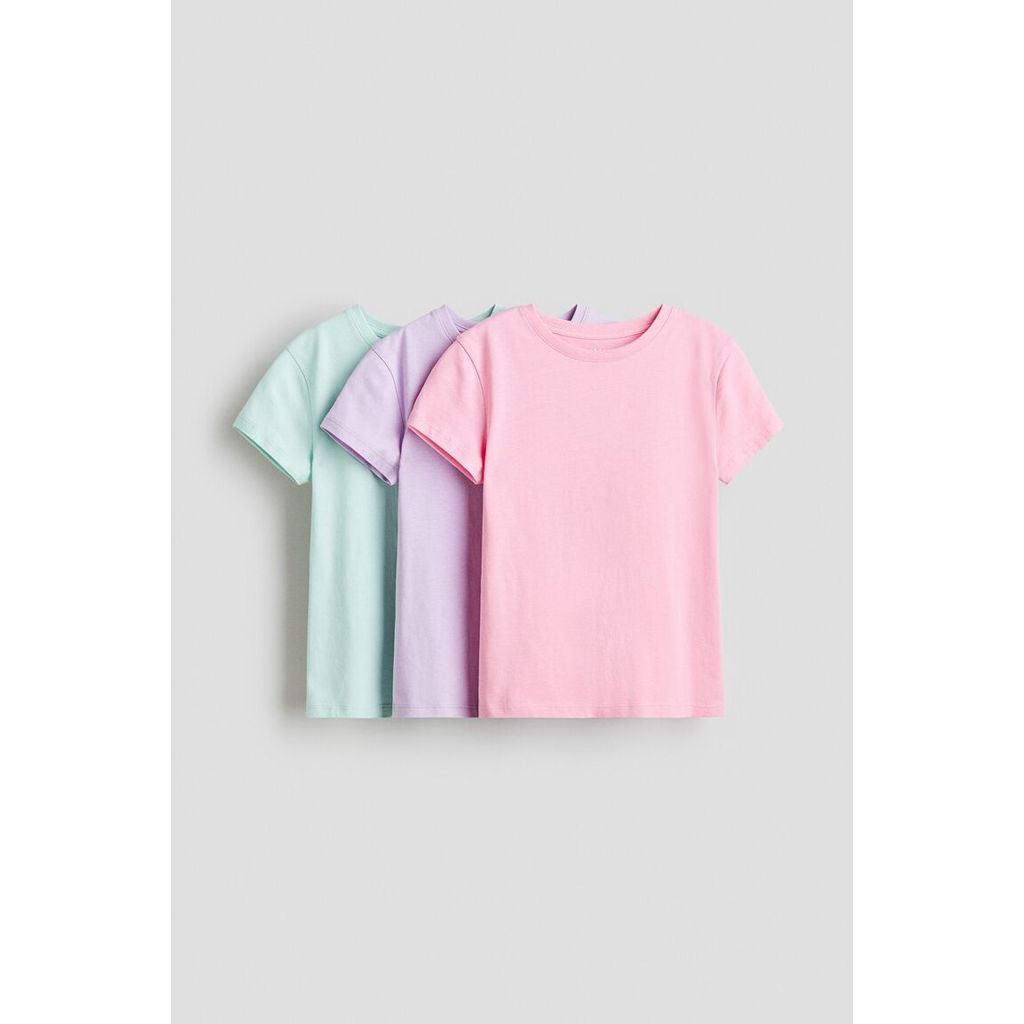 H&M(เอชแอนด์เอ็ม) ชุดเสื้อยืดคอตตอน jersey 3 ชิ้น Girls 3-pack cotton jersey tops 1267977_2