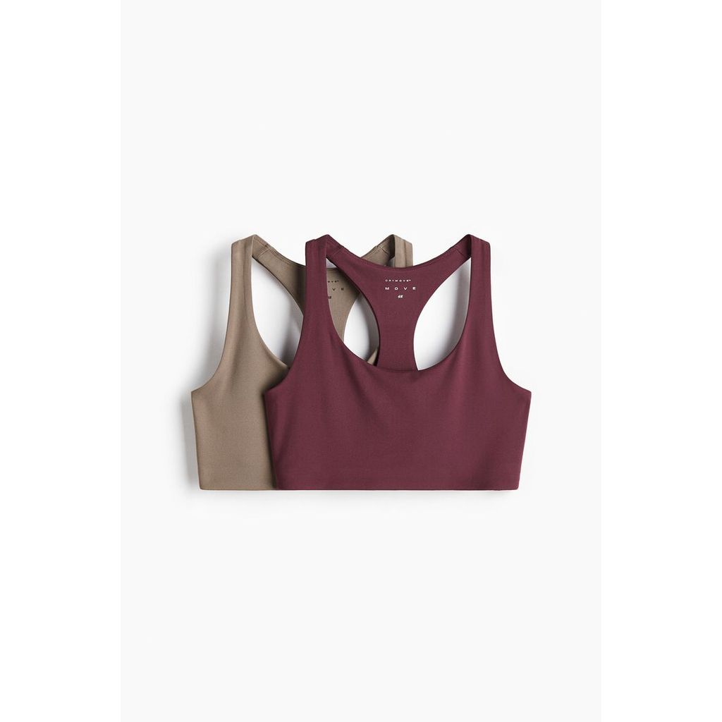H&M(เอชแอนด์เอ็ม) สปอร์ตบราที่ให้การรองรับปานกลาง แพ็ก 2 ตัว Women 2-pack Medium Support Sports bras 1093790_16
