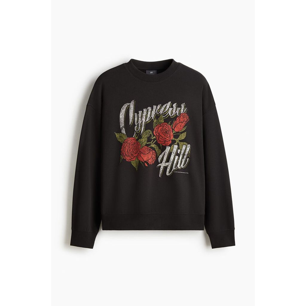 H&M(เอชแอนด์เอ็ม) เสื้อวอร์มพิมพ์ลายโอเวอร์ไซส์แบบเข้ารูป ผู้ชาย 1218803