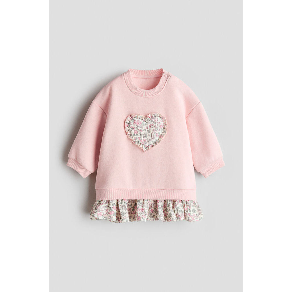 H&M(เอชแอนด์เอ็ม) เดรสสเวตเชิ้ตตกแต่งแอพพลิเคเคิล Infants Appliquéd sweatshirt dress 1315461_1
