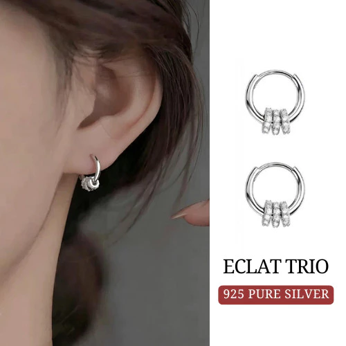 MEET💕ต่างหูเงิน Eclat Trio ตุ้มหูเพชร ต่างหูเก๋ๆ ต่างหูแฟชั่น ตุ้มหูเงิน ต่างหูเพชร ต่างหูผู้หญิง