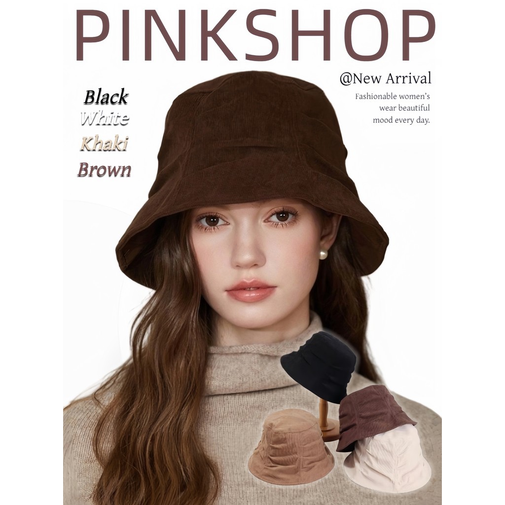 Pink Girl Apr หมวกบักเก็ต ทรงสวย ผ้านิ่ม ผ้าลูกฝูกจีบไสตล์เกาหลี ทรงกว้าง มี4สี สำรับผู้หญิง แฟชั่น' MK-22