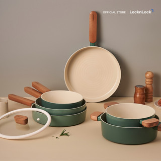 LocknLock หม้อและกระทะอเนกประสงค์เคลือบเซรามิก สีเขียว รุ่น Suit Sage IH (ขนาด 18/22/24 cm.)