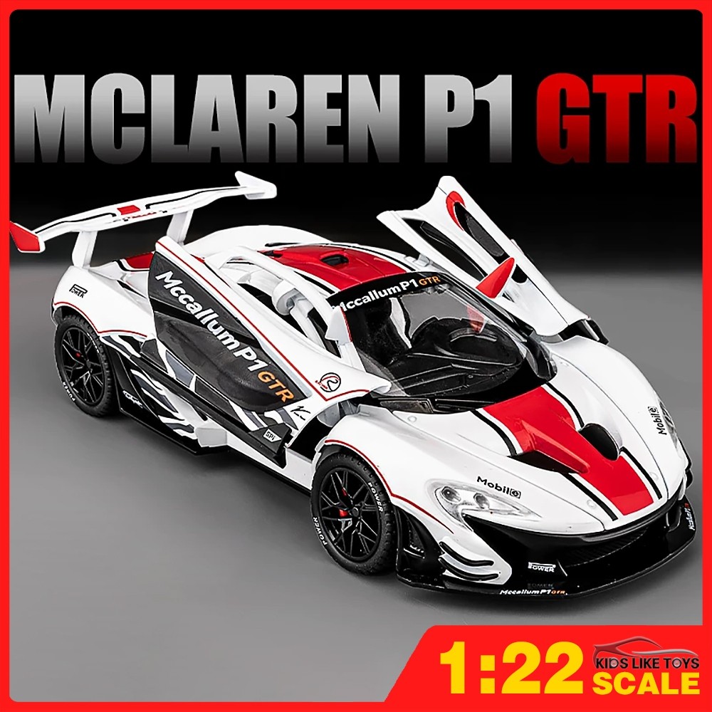 1:22 McLaren P1 GTR Supercar โมเดลรถเหล็กรถโลหะผสมของเล่นของขวัญสําหรับเด็กเด็กผู้หญิง