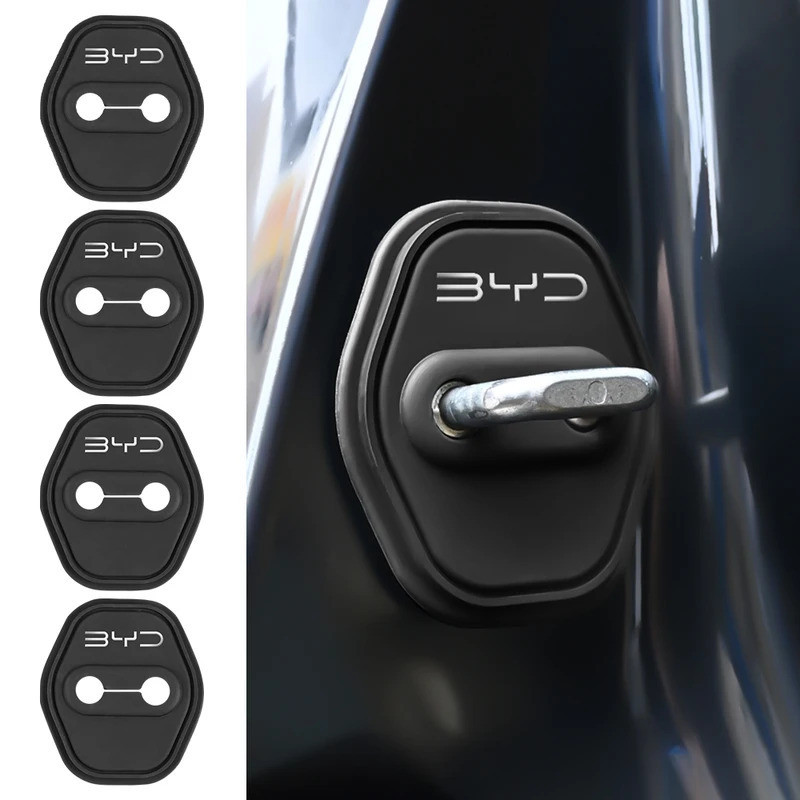 4PCS ซิลิโคนรถประตูล็อคป้องกันสติกเกอร์สําหรับ BYD Atto 3 หยวน F3 E6 F0 G3 I3 Plus Ea1 เพลง Max Tang