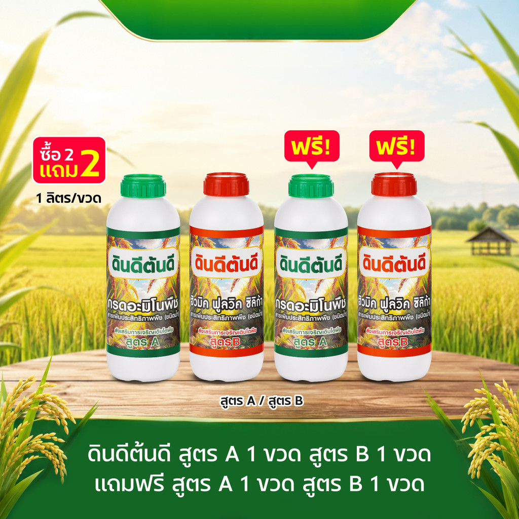 TV Direct - [ 2 แถม 2 ] ดินดีต้นดี สูตร A-B หัวเชื้ออะมิโน 2 ขวด แถมฟรี สูตร A-B หัวเชื้ออะมิโน 2 ขวด ขนาด 1 ลิตร