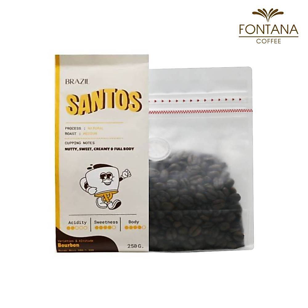 Fontana Coffee Brazil Santos 250g ฟอนทาน่า เมล็ดกาแฟคั่ว บราซิล ซานโต้ส 250 กรัม