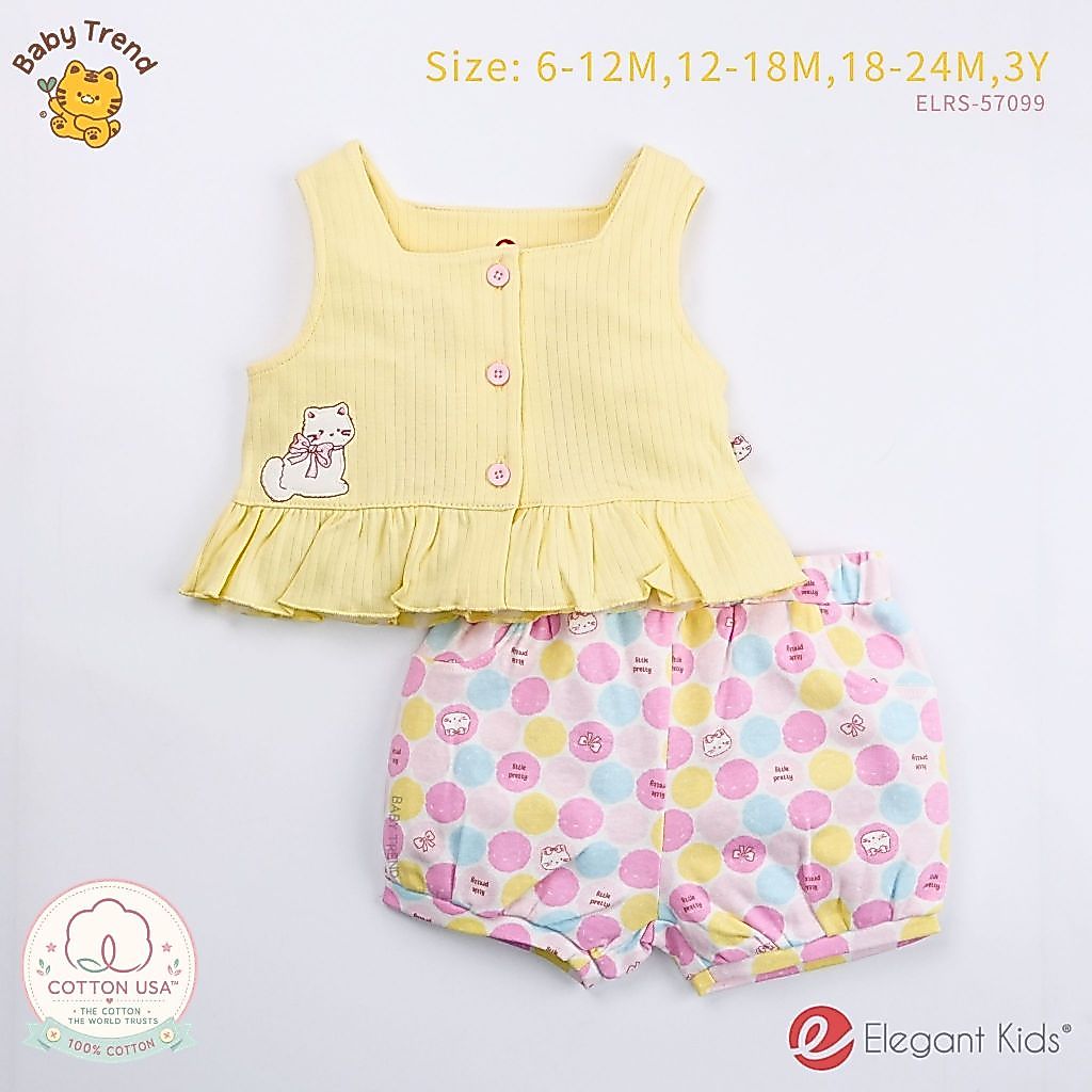 Elegant Kids ชุดลูกสาว 6เดือน ถึง 3ขวบ ชุดเสื้อ+กางเกงขาสั้น Pastel Kitten Collection | Babytrend