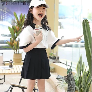 กระโปรงเด็กผู้หญิง กระโปรงเทนนิสเอวสูง สไตล์เกาหลี กระโปรงพลีทสีขาวเด็ก สีพื้น กระโปรงเทนนิสมีซับใน สำหรับเด็ก 4-14 ปี