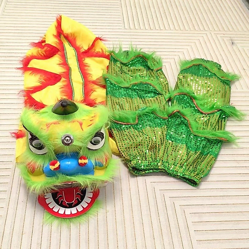 ชุดเครื่องแต่งกายหัวสิงโตเชิดสิงโตเชิดสิงโต พร็อพเชิดสิงโตเชิดสิงโตคู่ ครบชุด สําหรับเด็ก 2 ถึง 15 ปี thumbnail 5
