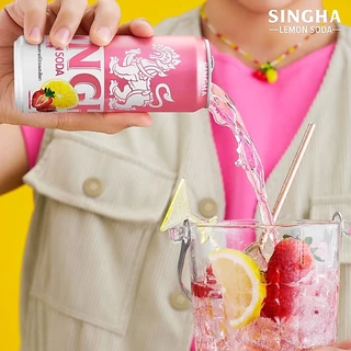 [ส่งในกทม.และปริมณฑล อยุธยา เชียงใหม่ ลำพูน] สิงห์เลมอนโซดา รสพิงก์ 330ml จำนวน 24 กระป๋อง