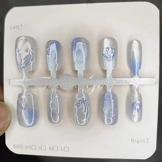 เล ็ บปลอมตาแมว 10 ชิ ้ น มีลวดลายและสไตล ์ หลากหลาย