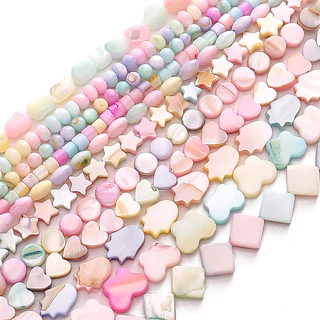 10ชิ้น/แพ็ค ลูกปัดผสมสี เปลือกธรรมชาติ หลากหลายรูปร่าง ดอกไม้ ดาว หัวใจ ลูกปัดหลวม ตัวเว้นวรรค สําหรับสร้อยข้อมือ สร้อยคอ เครื่องประดับ DIY