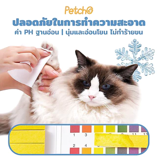 Petcho ทิชชู่เปียกสัตว์เลี้ยง สูตรเย็น ทิชชู่เย็น สดชื่น คลายร้อน ลดอุณหภูมิผิว ขนาด 80 แผ่น Pet Cool Wipes