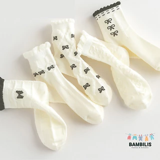ถุงเท้าเด็ก 🌷 รุ่น Lolita 🌷 1 เซ็ต มี 5 คู่ ถุงเท้าเด็กลายถัก : Bambilis แบมบิลิส