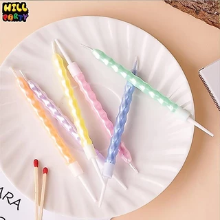 เทียนวันเกิดสีพาสเทลเคลือบมุก เทียนเกลียวพาสเทลสั้น มี3แบบ สวยแวววาว(พร้อมส่ง)