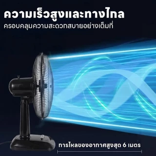 พัดลมตั้งโต๊ะ 16 นิ้ว ลมแรง ปรับแรงลมได้ 3 ระดับ ปรับส่ายซ้าย-ขวา ปรับสูงต่ำได้ 5 ใบพัด ประหยัดไฟ แข็งแรง ทนทาน พร้อมส่ง