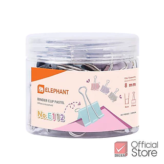 Elephant คลิปหนีบ คลิปหนีบกระดาษ สีพาสเทล No. E110 / E111 / E112 จำนวน 1 กระปุก