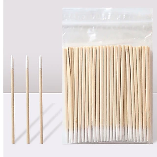 ก้านไม้พันสำลี แพค 100 ชิ้น สำหรับเช็ดทำความสะอาดเล็บ