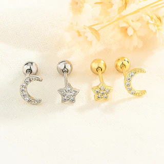 ใหม่ Gold Helix ต่างหูสตั๊ด Fasion Earings สําหรับผู้หญิงเพทายสไตล์เรียบง่าย Hypoallergenic ต่างหูมุก