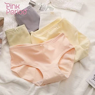Pink Period กางเกงในผู้หญิง ชุดชั้นในผ้าฝ้ายแท้ ขึ้นกลาง ใส่สบาย กระชับ ไม่อับชื้น ระบายอากาศดี ยืดเยอะ KNI-065
