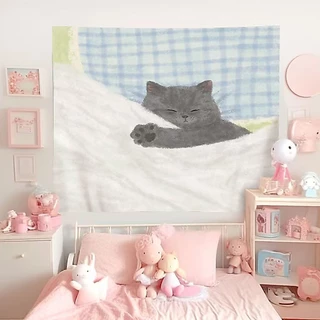 ผ้าพื้นหลังน่ารัก Cutepets ผ้าแขวน Ins การตกแต่งห้องนอนหอพักการ์ตูน