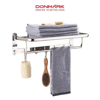 DONMARK ราวแขวนผ้าสแตนเลส 304 พับเก็บได้ รุ่น BF-A28 ราวตากผ้าในห้องน้ำ ชั้นวางผ้าพร้อมตะขอ ไม่เป็นสนิม รับประกัน 1 ปี