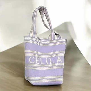【พร้อมส่ง】miss bag fashion กระเป๋าช๊อปปิ้งไฮโซทอลายริ้ว กระเป๋าทรงสวย