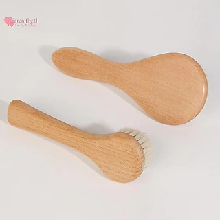 RENBG Baby Care Beech Handle แปรงเด็ก Hbrush ทารกแรกเกิดหวีสําหรับนวดสําหรับอาบน้ําเด็ก Pure Natur TH