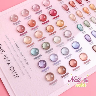 Jiao YAN SHE 24 สีลูกปัดแก้ว Cat Eye Silk Light Nails ยาทาเล็บชุดกาว (JYS) ฟรีการ์ดสี
