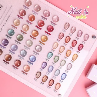 Jiao YAN SHE 24 สีลูกปัดแก้ว Cat Eye Silk Light Nails ยาทาเล็บชุดกาว (JYS) ฟรีการ์ดสี
