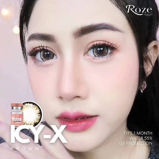 Hydrogel คอนแทคเลนส์ (บิ๊กอาย) 🔥Icy X🔥(Rozelens) สี : Brown / Gray รายเดือน มีค่าสายตา