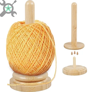ไม้ผู้ถือเส้นด้ายไม้ไผ่หมุนได้ Skein Spinner Revolve Yarn Ball Stand Smooth Yarn Ball Holder Dispenser SHOPTKC5476
