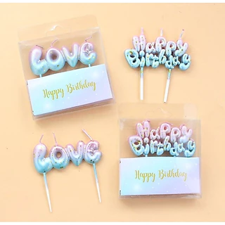 😍COD😍เทียนวันเกิด Happy Birthday เทียนLOVE สีพิเศษ(พร้อมส่ง)
