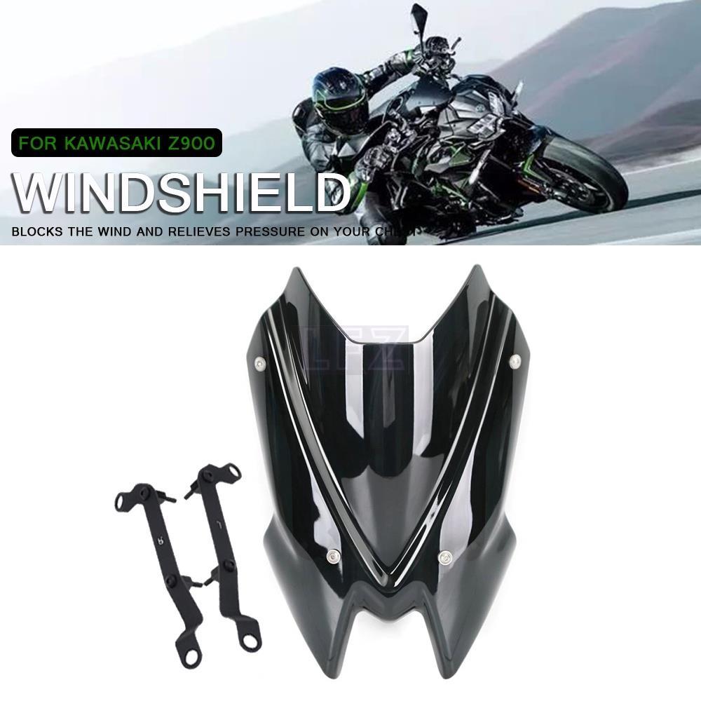 รถจักรยานยนต์กระจกกระจกสําหรับ KAWASAKI Z900 Z650 อุปกรณ์เสริม 2020 2021 2022 WindShield ป้องกันหน้า