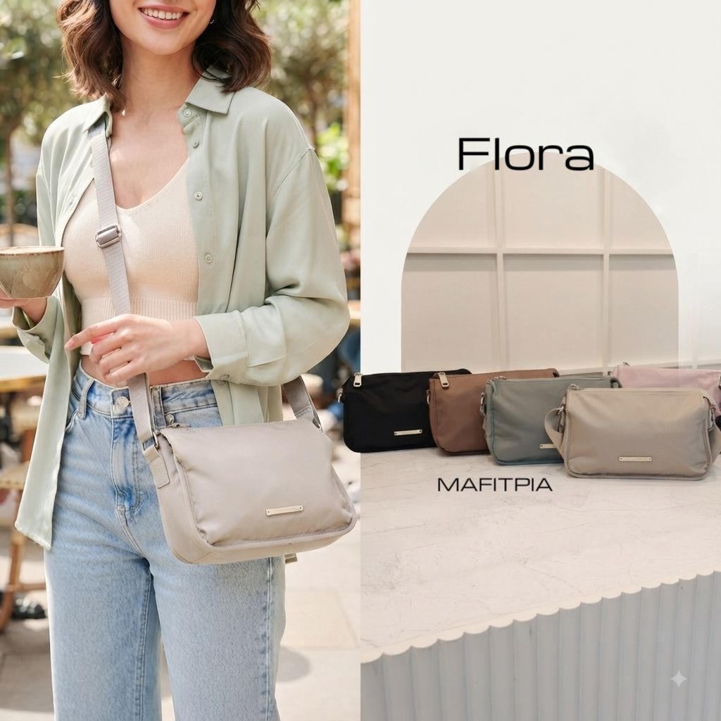 สะพายข้างรุ่น Flora Safeกระเป๋า ผ้าเบาสบาย พร้อมช่องลับกันขโมยกระเป๋าสะพายข้างดีไซน์น่ารัก ผ้าเบากันน้ำจุของสะใจ