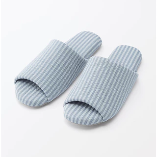 MUJI มูจิ สลิปเปอร์ รองเท้าเดินในบ้าน ผ้าริ้ว ออกแบบมาให้พอดีเท้าใส่สบาย