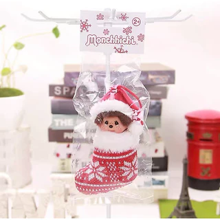 ของแท้ 100% Monchhichi Christmas Ornament Keychain - พวงกุญแจมอนชิชิคริสต์มาสในถุงเท้า